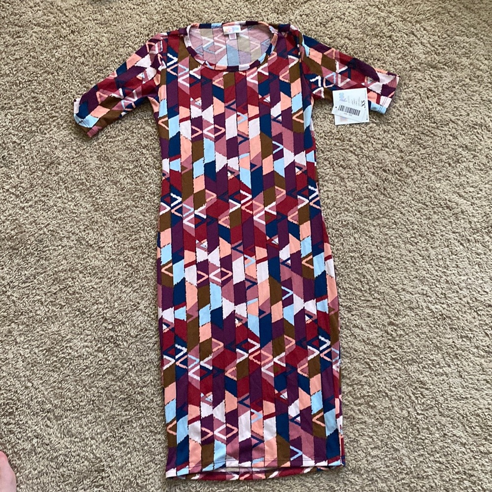 LulaRoe Julia Geometric Print Boho Dress Size XXS NEW